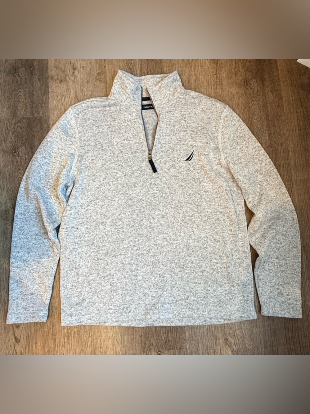 NWOT Nautica men’s Light Gray Marled Quarter-Zip Pullover Size L